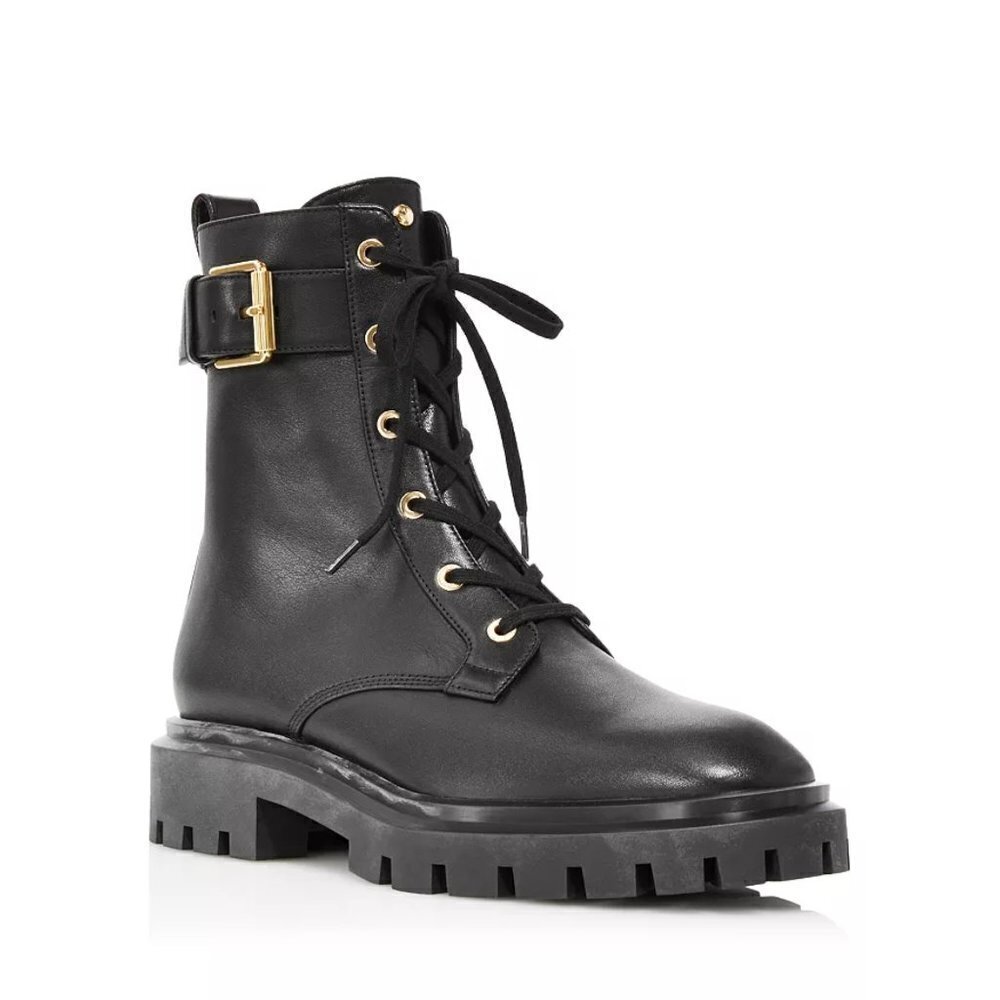 Stuart Weitzman Women's Ultra Lug Sole Buckle Combat Boots-